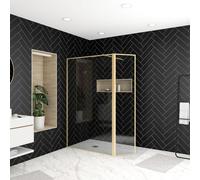 Paroi de Douche avec Volet Pivotant 120+40x200 cm - Finition Or Doré Brossé - GOLDY CONTOURING
