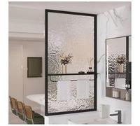 Paroi de douche cannelée avec barre de serviette - Séparateur d'intimité translucide pour pièce humide et bureau à domicile, demi-paroi élégante (noir, 30 x 150 cm)