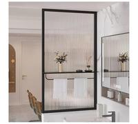 Paroi de douche cannelée avec barre de serviette - Séparateur d'intimité translucide pour pièce humide et bureau à domicile, demi-paroi élégante (noir, 60 x 120 cm)
