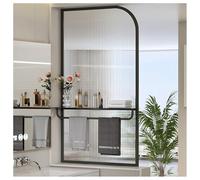 Paroi De Douche Cannelée, Séparateur De Cabine De Douche, Cloison De Douche En Verre Translucide Avec Étagères Pour Hôtel/restaurant(Black-b,60x140 cm)