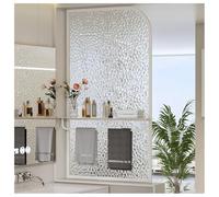 Paroi De Douche Cannelée, Séparateur De Cabine De Douche, Cloison De Douche En Verre Translucide Avec Étagères Pour Hôtel/restaurant(White-b,50x100 cm)