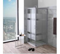 PAROI DE DOUCHE CARRÉ 80X80 VERRE SÉRIGRAPHIÉ PROFILÉ BLANC | VENERE