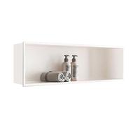 Paroi de douche carrée 72 x 32 cm - Étagère de douche encastrée en acier inoxydable pour une installation facile de la salle de bain, rénovation de la maison, design moderne, finition blanche