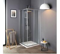 PAROI DE DOUCHE COULISSANTE EN CRISTAL 75X75 AVEC ANGLE | LUNA