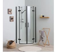 CABINE DE DOUCHE D'ANGLE 80X80 SANS PROFILÉS, NOIR MAT, VERRE 6MM LONDON
