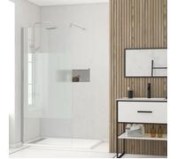 Paroi de Douche Dépolie 100x200cm + Barre de fixation extensible - Verre 8mm - Finition Chrome