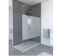 Paroi de Douche Dépolie 140x200cm + Barre de fixation extensible - Verre 8mm - Finition Chrome