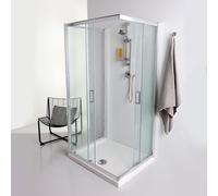 PAROI DE DOUCHE EN VERRE 3 FACES 70X100 COULISSANTE ET FIXE 70CM