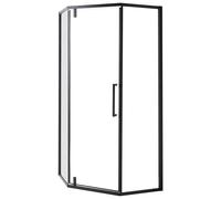 Paroi de Douche en Verre Trempé 90x90x190cm Porte Battante Transparente Noire