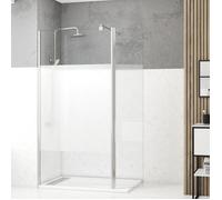 Pack Paroi de Douche et Volet Pivotant 100+40x200 cm - Bande Dépolie - Barre de Fixation Chrome
