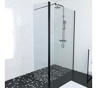 Paroi de douche et Volet pivotant 120+40x200 cm Profil et bras de fixation Noir Mat - FREEDOM 2 DARK