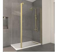 Pack Paroi de Douche et Volet Pivotant 120+40x200 cm - Profilé + Barre de Fixation Or Doré Brossé