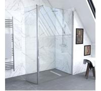 Pack Paroi de Douche et Volet Pivotant 120+40x200 cm - Verre Transparent - Barre de Fixation Chrome