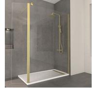 Pack Paroi de Douche et Volet Pivotant 140+40x200 cm - Profilé + Barre de Fixation Or Doré Brossé