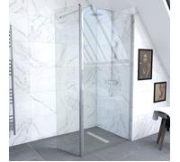 Paroi de Douche et Volet Pivotant 90+40x200 cm - Verre Transparent - Barre de Fixation Chrome