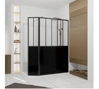 Paroi de Douche Façon Verrière avec Volet Pivotant - 120+40x200 cm - Verre Transparent et Noir