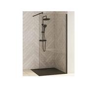 Paroi de Douche Italienne Kinedo SMART DESIGN Fixe Solo 1300x1980x6mm Profilé noir grainé, Barre ...
