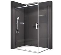 Paroi de douche fixe et porte coulissante EX806, en verre de sécurité traitement NANO - 90 x 120 x 195cm
