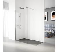 Paroi de Douche Fixe Modèle SERIE 100 de 100x195 Cm - Verre Trempé, Anti-Calcaire, TransParoint et Réversible d'1 Feuille de 6 mm - Profil Couleur Argent Haute Brillance - Real Shower