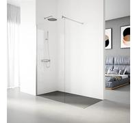 Paroi de Douche Fixe Modèle SERIE 100 de 90x195 Cm - Verre Trempé, Traitement Anti-Calcaire, TransParoint et Réversible d'Une Feuille de 6 Mm - Profil Couleur Argent Brillant - REALSHOWER
