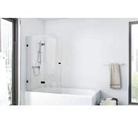 Paroi de douche Gallery 100 x 140 cm - Pliable en 2 parties - Montage des deux côtés - Verre de sécurité trempé de 4 mm d'épaisseur - Design noir mat