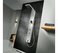 Paroi de douche HSK LAVIDA - traverse de pluie suspendue, raccourcie, 1900014-42, Exécution: Acier inoxydable poli, avec façade en verre Blanc