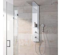 Paroi de douche HSK LAVIDA Wall 2.0, verre blanc (42) ou noir (45), 1900020-42, Exécution: Acier inoxydable poli, avec façade en verre Blanc