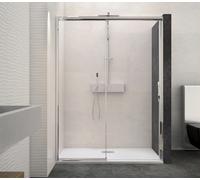 Paroi de douche MACAO sans seuil 125-142cm blanc transparent côté gauche - KINEDO - PA648BTNEG