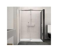 Paroi de douche MACAO sans seuil 142-155cm blanc transparent avec partie fixe gauche - - PA649BTNEG