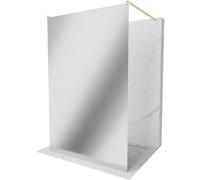 Paroi de douche Mexen Kyoto 110 x 200 cm verre miroir, brossé or, autoportante