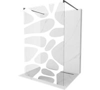 Mexen Kioto paroi de douche autoportante 120 x 200 cm, vague blanche 8 mm, noire - 800-120-002-70-97 14196 5907709134478