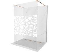 Paroi de douche Mexen Kyoto 130 x 200 cm, transparent/blanc, profil rose-or