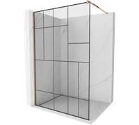 Paroi de douche Mexen Kyoto 130 x 200 cm, transparent/noir, or rose, verre 8 mm