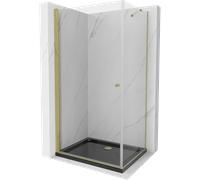 Paroi de douche Mexen Pretoria 70 x 80 cm or + baignoire plate noire