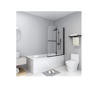vidaXL Cabine de douche pliable 2 panneaux ESG 95x140 cm Noir
