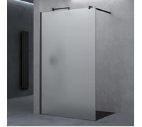 Paroi de douche opaque Sogood Bremen01VS - Verre de 8mm - Profilé Noir - Stabilisateur Rond - 100x200cm