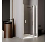 Paroi de douche pivotante avec élément fixe EQUI 2MS - Profilé Argent poli - Verre clair déperlant ETC - 900x2000