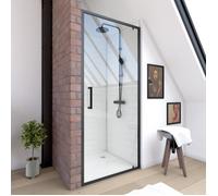 Porte de douche pivotante - 80x200 cm - Profilés Noir Mat - verre trempé 6 mm - CRUSH PIVOTANTE