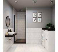 Paroi de douche pivotante pour niche porte de douche noire 90x200cm en verre 8mm trempé anticalcaire