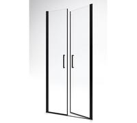 Paroi de douche pivotante Saloon - Noir - 90 x 200 cm - Verre trempé 6mm - AURLANE