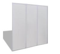Paroi de douche pliable en 3 parties 117 x 120 cm avec cadre en aluminium et panneaux en polypropylène - Peu encombrante et durable pour les petites salles de bains - Montage facile