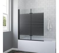 Paroi de douche pliante en 2 parties pour baignoire sans perçage - Noir mat - 120 x 140 cm - Paroi de douche en verre de 5 mm - Verre de sécurité véritable - Revêtement nano