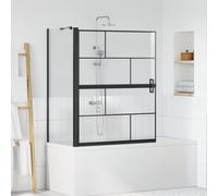 Paroi de douche pliante en verre trempé, 116 x 68 x 128 cm, noir et transparent, avec largeur réglable manuellement et propriétés hydrofuges pour un style moderne