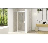 Paroi de douche SMART DESIGN 3V coulissants 140 profilé blanc avec verre transparent gauche - KINEDO - PA90268BTNEG