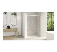 Paroi de douche SMART DESIGN C 167 - 180 cm coulissant profilé blanc sans seuil verre transparent droite largeur 180 cm KINEDO PA9238BTNED