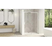 Paroi de douche SMART DESIGN C 167-180cm coulissant profilé blanc sans seuil verre transparent gauche largeur 180cm - KINEDO - PA9238BTNEG