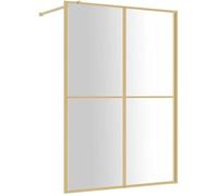 vidaXL Paroi de douche 140x195 cm Verre ESG transparent Aluminium doré Facile à nettoyer