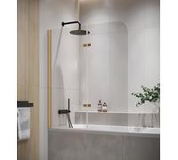 Paroi de salle de bain Austin 120 x 140 cm - Doré - Paroi de bain pivotante 5 mm d'épaisseur - Verre de sécurité et anti-calcaire