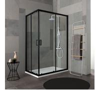 PAROI DOUCHE 80X120 PROFIL NOIR OPACQUE CRISTAL TRANSPARENT CITY