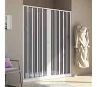Paroi douche en Plastique pvc modèle Aura - FORTE - Fumé - En niche - Blanc mat - Pliante - Réversible
